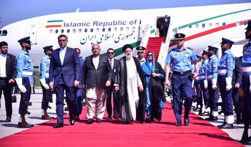 Iranian President Raisi arrives to red carpet welcome in Islamabad on three-day visit