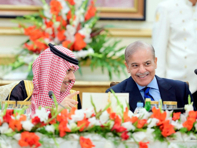 prime minister shehbaz sharif engages in talks with saudi foreign minister prince faisal bin farhan al saud photo pid