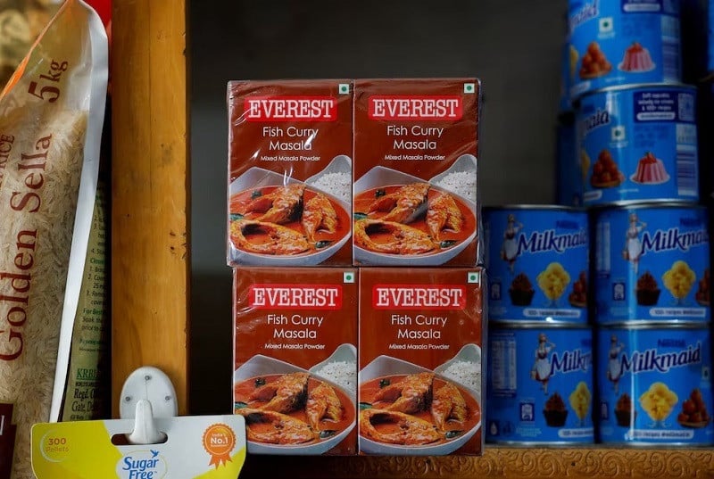 boxes of everest fish curry masala are stacked on the shelf of a shop at a market in srinagar april 23 2024 photo reuters