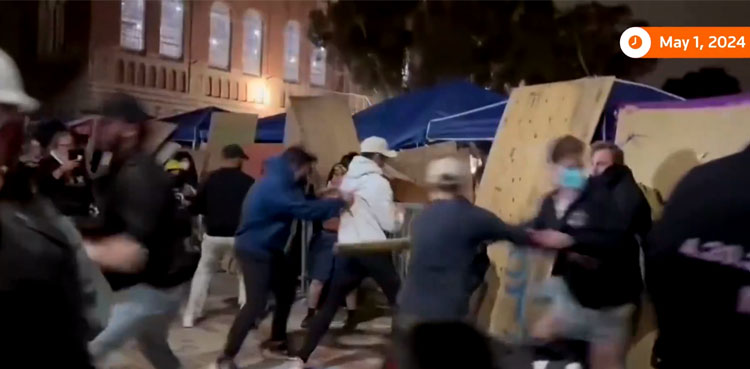 Israel supporters attack pro-Palestinian camp in UCLA