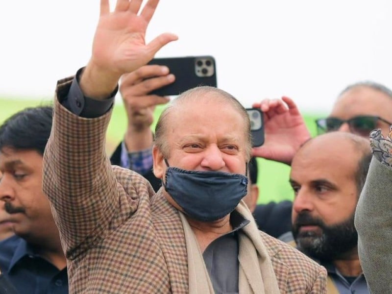 pakistan muslim league nawaz pml n supreme leader nawaz sharif addressing a rally in nankana sahib on january 24 2024 photo pmln org